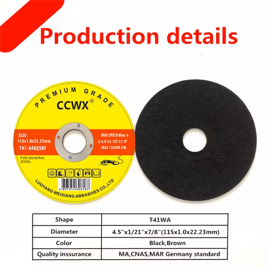 Disco de corte abrasivo de 115 mm para metal com certificado MPA